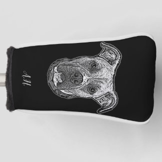 Pitbull dog monogrammed putter golf head cover