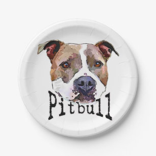 Pitbull Dog Paper Plate