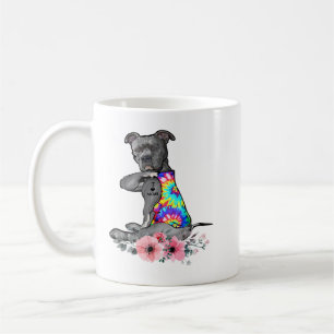 Pitbull Dog Pitbull Dog Tattoo I Love Mum Mothers  Coffee Mug