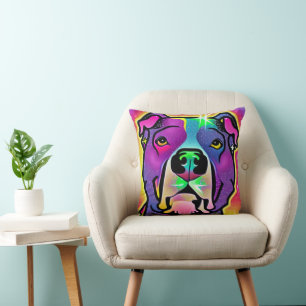 Pitbull Dog Pop Art Cushion