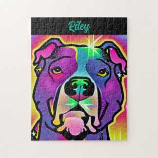 Pitbull Dog Pop Art Personalised   Jigsaw Puzzle