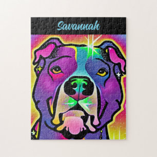 Pitbull Dog Pop Art Personalised Jigsaw Puzzle