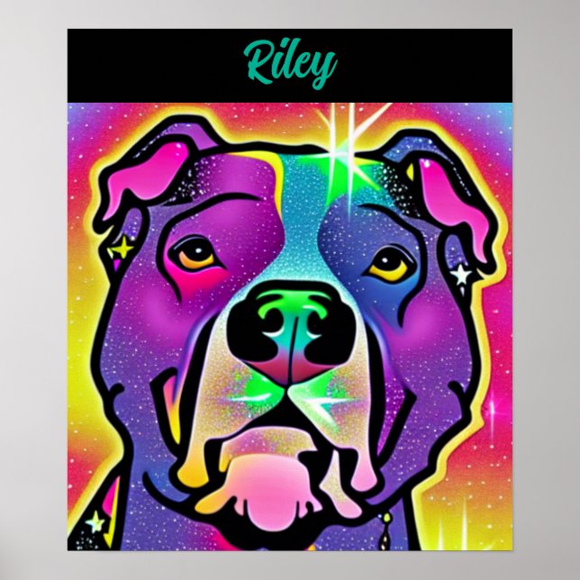 Pitbull Dog Pop Art Personalised    Poster (Front)