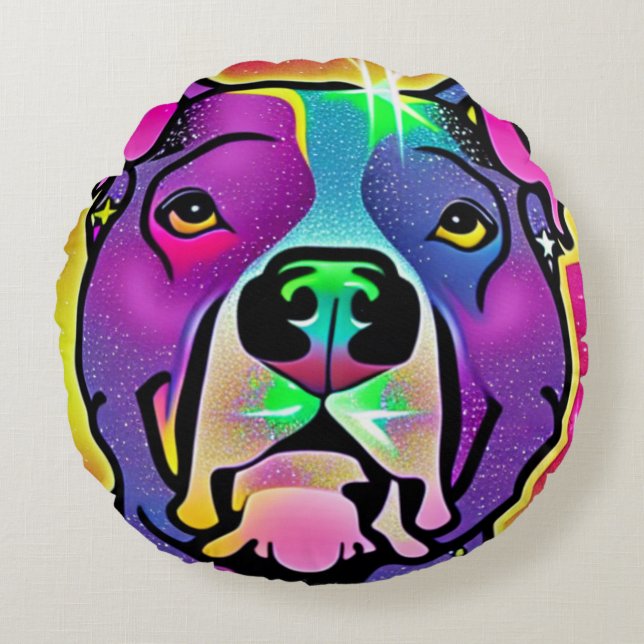 Pitbull Dog Pop Art   Round Cushion (Front)