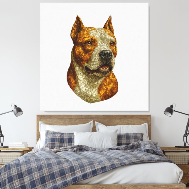 Pitbull Dog Portrait Canvas Print (Insitu(Bedroom))