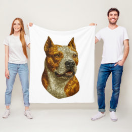 Pitbull Dog Portrait Fleece Blanket