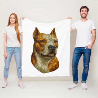 Pitbull Dog Portrait Fleece Blanket
