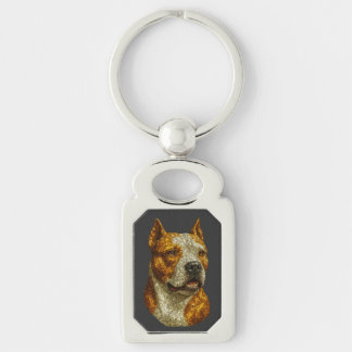 Pitbull Dog Portrait Key Ring