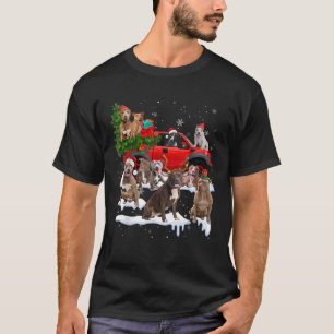 Pitbull Dog Red Truck Christmas Tree Santa Ugly Xm T-Shirt