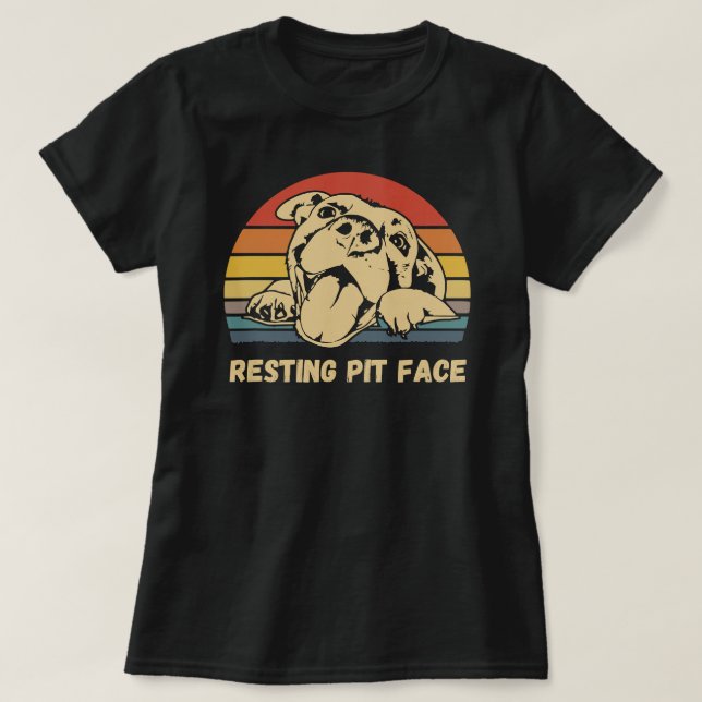 Pitbull Dog Resting Pit Face I Love My Pit Retro V T-Shirt (Design Front)