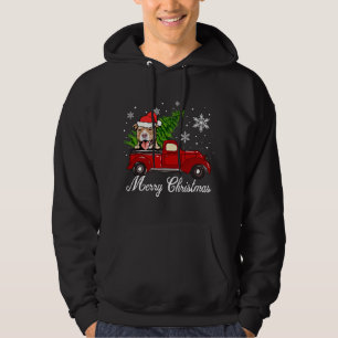 Pitbull Dog Riding Red Truck Christmas Decorations Hoodie