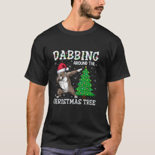 Pitbull Dog Santa Hat Dabbing Around the Christmas T-Shirt