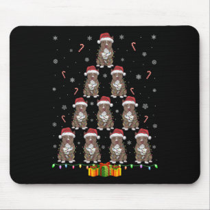 Pitbull Dog Santa Hat Xmas Lights Men Women Christ Mouse Mat