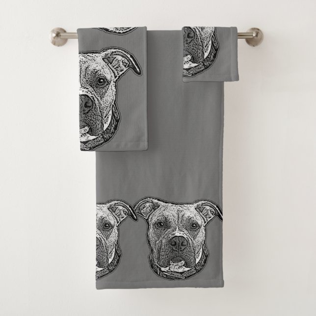 Pitbull dog set of bath towels (Insitu)