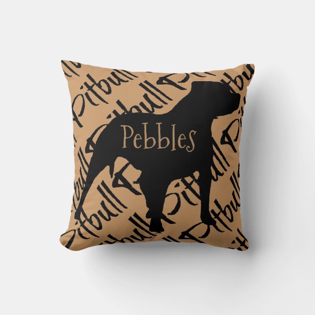 Pitbull Dog Silhouette Custom Pillow (Front)