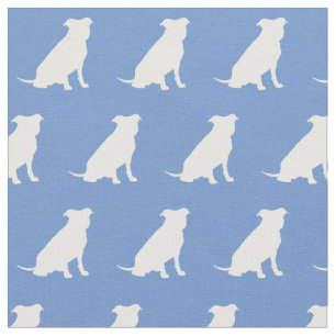 Pitbull Dog Silhouette Pet Pit Bull Light Blue Fabric