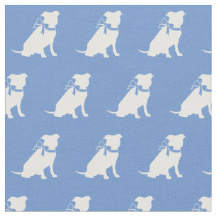 Pitbull Dog Silhouette Pet Pit Bull Light Blue Fabric