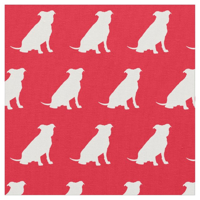 Pitbull Dog Silhouette Pet Pit Bull Red Fabric (Close Up)