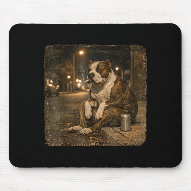 Pitbull Dog Smoking Cigarette Meme Funny Beer Mouse Mat (Front)