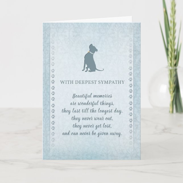 Pitbull Dog Sympathy Beautiful Memories Card (Front)