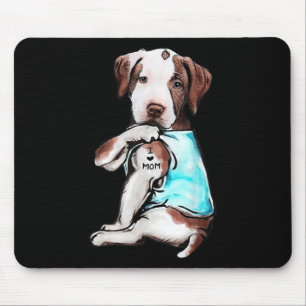Pitbull Dog Tattoo I Love Mum Mothers Day Lover  Mouse Mat