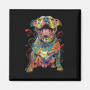 Pitbull Dog Tattooed Colourful Tattooed Dog Mum Magnet