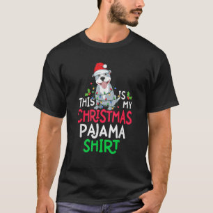 Pitbull Dog Tree Lights This Is My Christmas Pajam T-Shirt