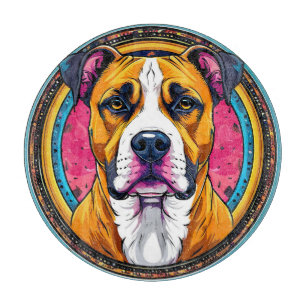 🐶 Pitbull Dog Vibrant Art Kitchen Decor Cutting Board