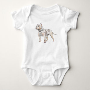Pitbull Dog Watercolor Sketch Baby Bodysuit