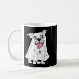 Pitbull Dog Wearing A White Ghost Costume Dog Coffee Mug