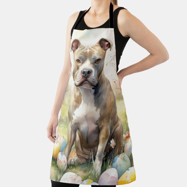 Pitbull Dog with Easter Eggs Holiday Apron (Insitu)