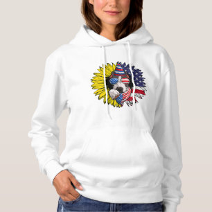 pitbull dogs and sunflower 4th july patriotic amer hoodie