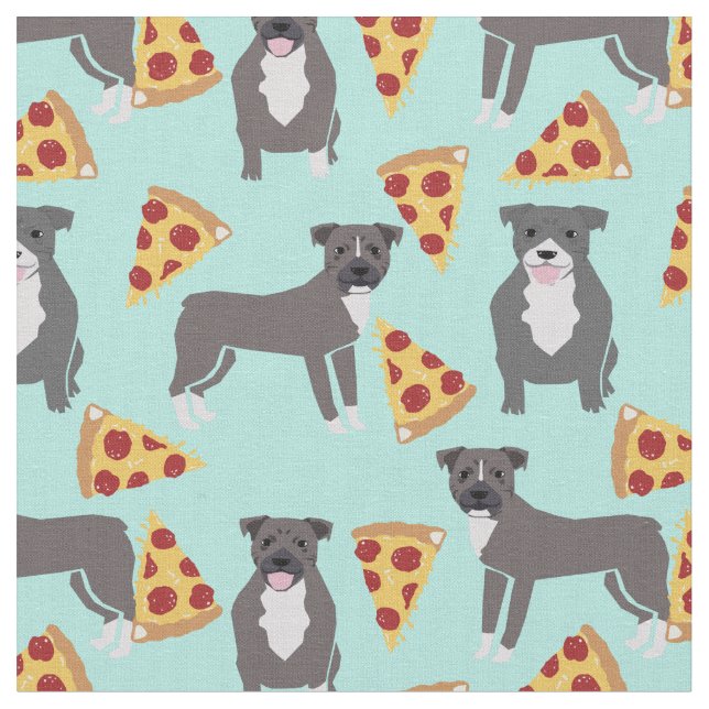 Pitbull dogs pizza mint fabric (Close Up)