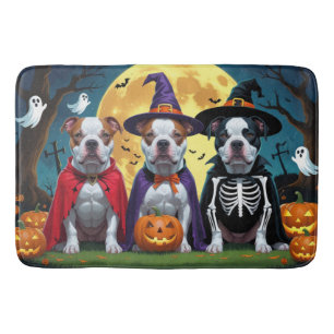 Pitbull Dogs Pumpkin Halloween Funny Bath Mat