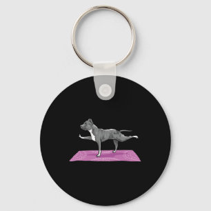 Pitbull Doing Yoga Funny Pitbull Dog Lover Yogi Te Key Ring