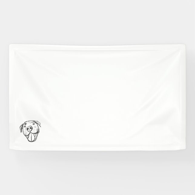 pitbull drawing simple dog lovers black white banner (Horizontal)