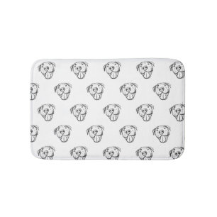 pitbull drawing simple dog lovers black white bath mat