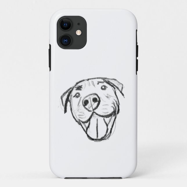 pitbull drawing simple dog lovers black white Case-Mate iPhone case (Back)