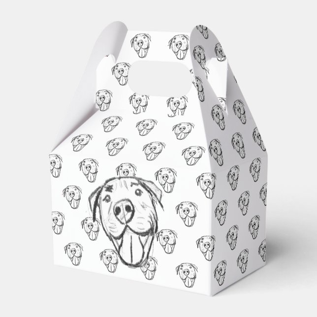 pitbull drawing simple dog lovers black white favour box (Front Side)