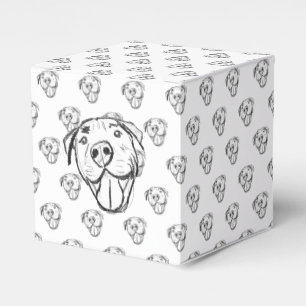 pitbull drawing simple dog lovers black white favour box