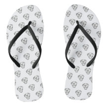 pitbull drawing simple dog lovers black white flip flops