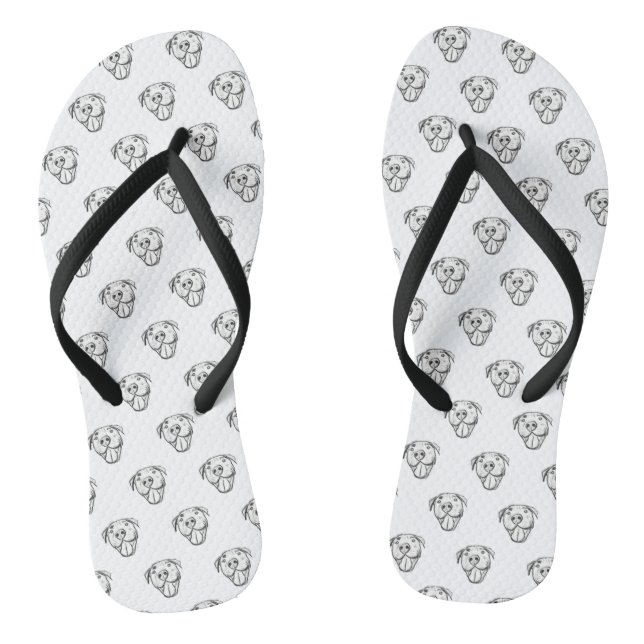 pitbull drawing simple dog lovers black white flip flops (Footbed)