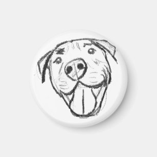pitbull drawing simple dog lovers black white magnet