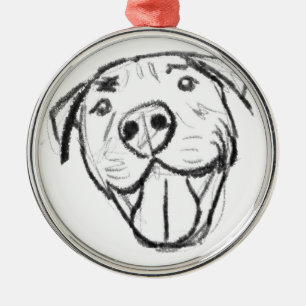 pitbull drawing simple dog lovers black white metal tree decoration