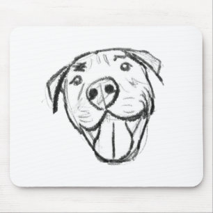 pitbull drawing simple dog lovers black white mouse mat