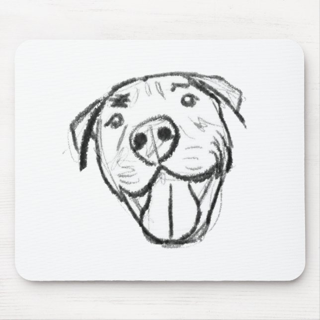 pitbull drawing simple dog lovers black white mouse mat (Front)