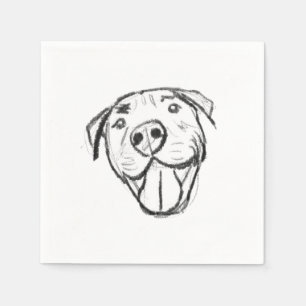 pitbull drawing simple dog lovers black white napkin