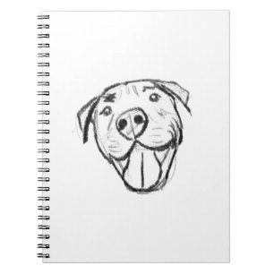 pitbull drawing simple dog lovers black white notebook