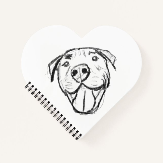 pitbull drawing simple dog lovers black white notebook (Front)