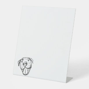 pitbull drawing simple dog lovers black white pedestal sign